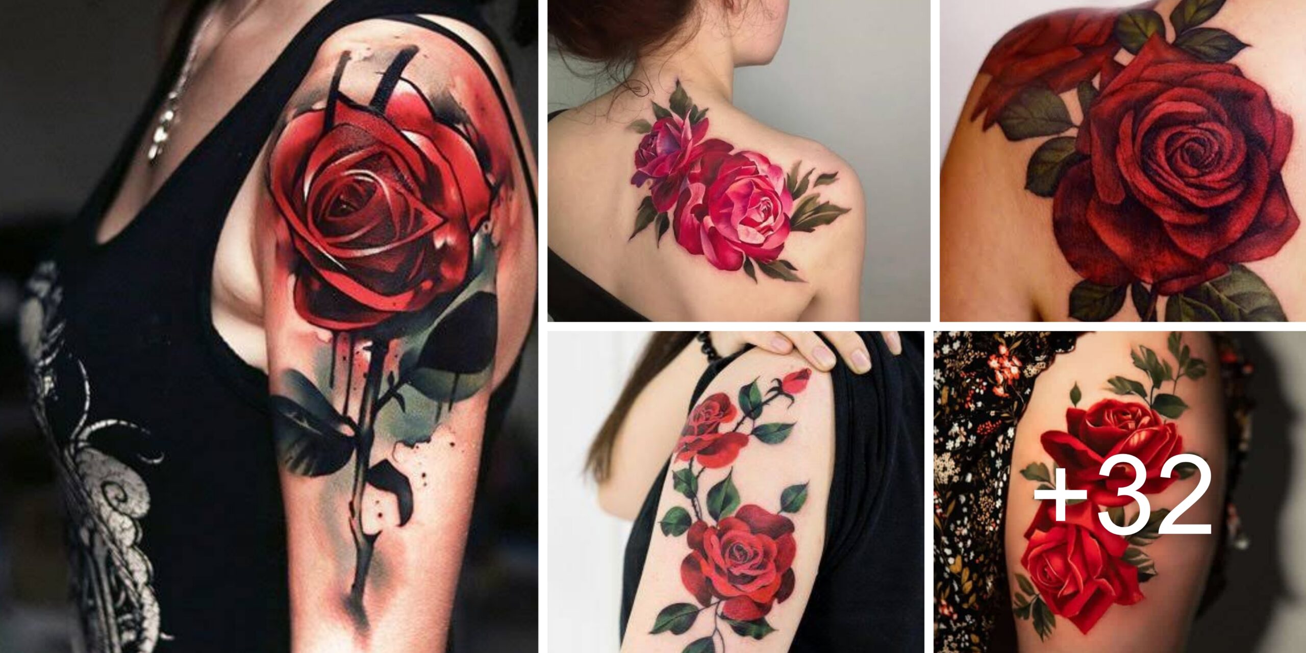 Ideas de tatuajes de rosas rojas en varios estilos Ideas de tatuajes de rosas rojas en varios estilos